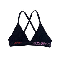 Ed Hardy Women's Ribbon Skull Criss Cross Bralette Top in black - women's intimate - detail view