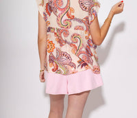 Thml - Paisley Breeze Cap Sleeve Button Up Top