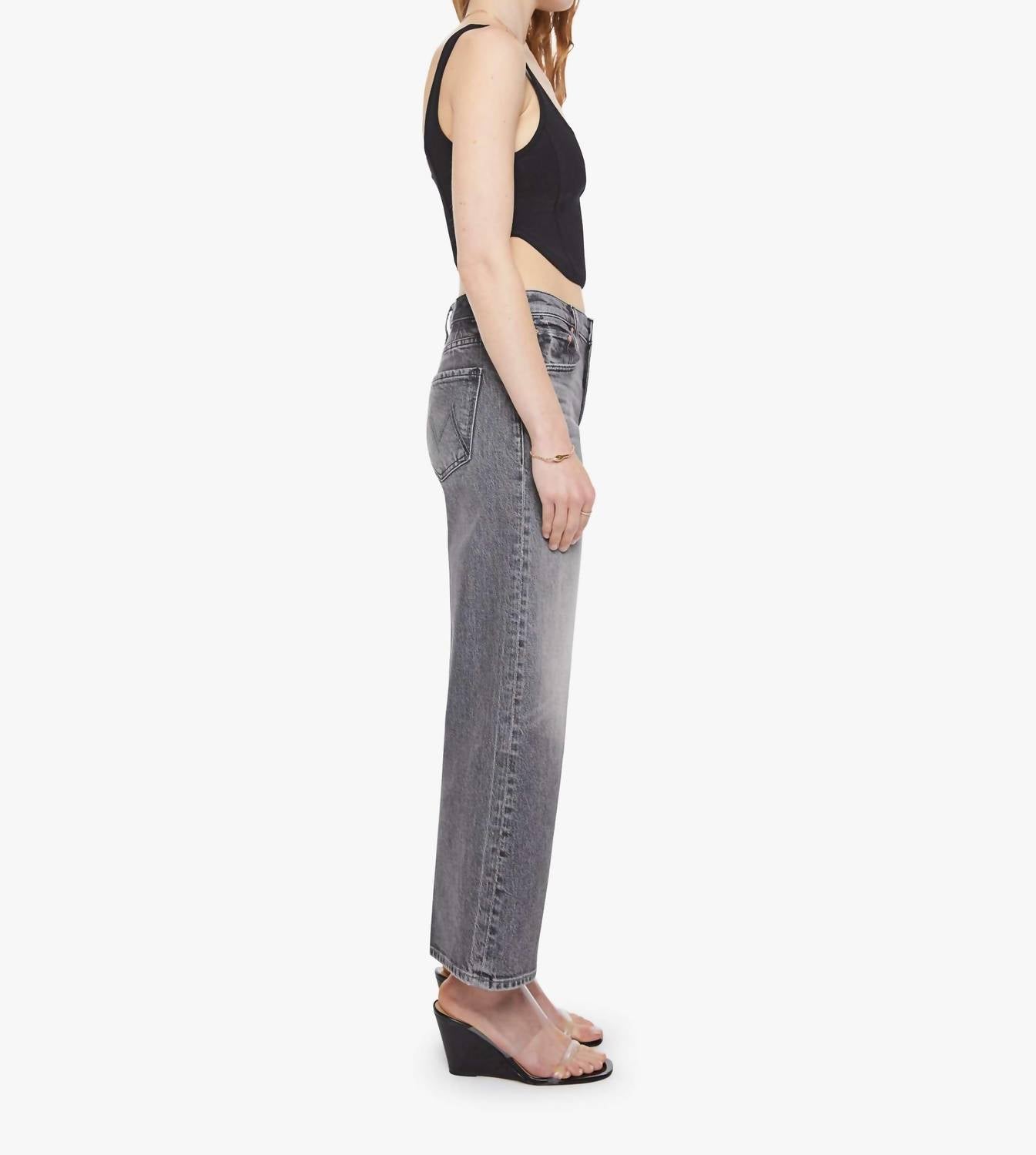 Mother Mid Rise Maven Ankle Jeans in magpie - women's jeans - detail view
