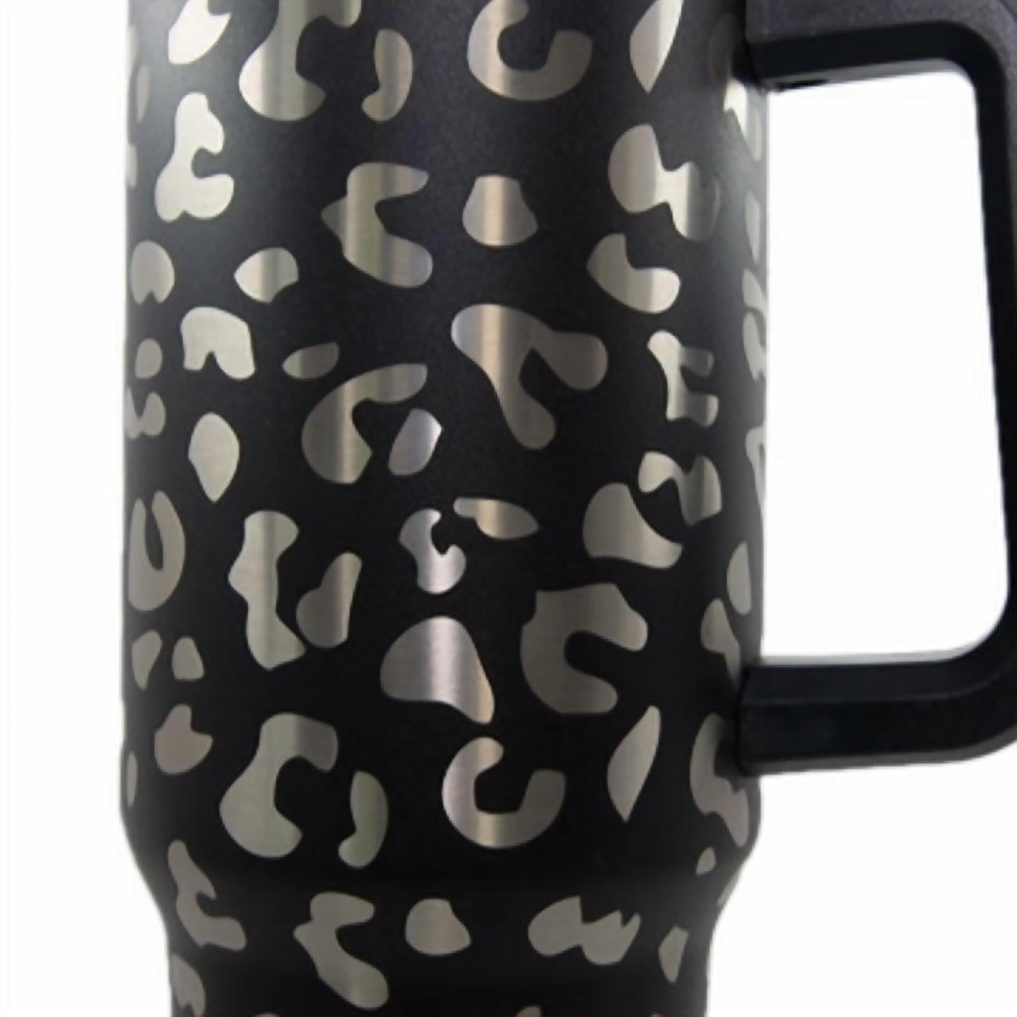 Katydid - Metallic Leopard 40 Oz Stainless Steel Tumbler Cup With Handle