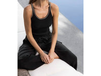 Velvet Heart Lenny Cami Top in black cream - women's shirt - detail view