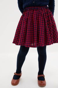 PINK CHICKEN Gianna Skirt in red blue check - kids' skirt - detail view