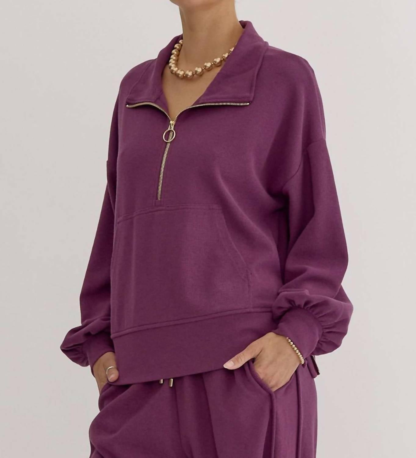 Entro - Women's Ribbed Zip Up Collared Sweater