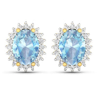 Diana M Jewels Women's Oval Natural Aquamarine Stud Earrings (2.36 Ct) - Classic Plus in 14k yellow gold - women's jewelry