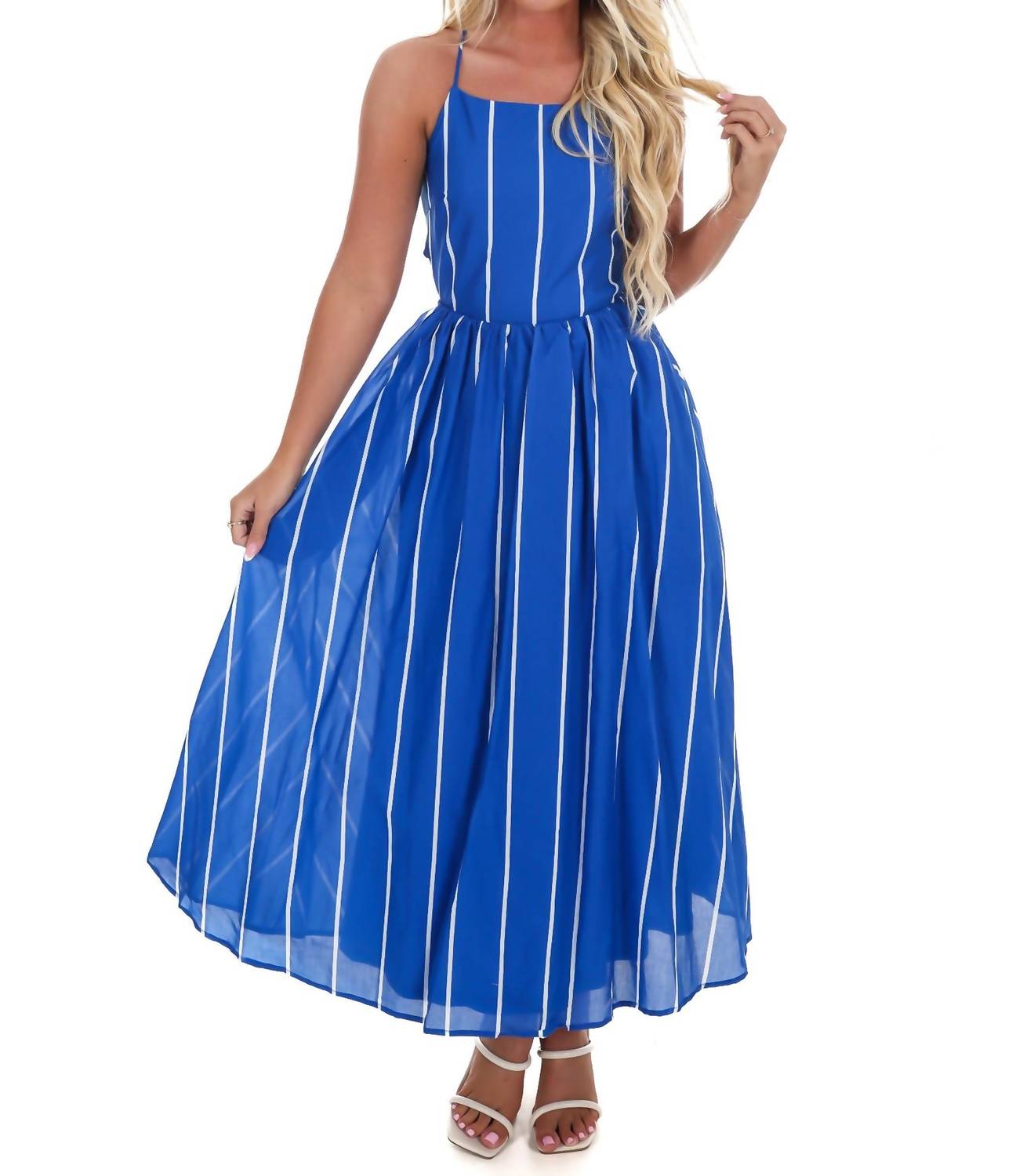 Flying Tomato - Clean Lines Striped Midi Dress