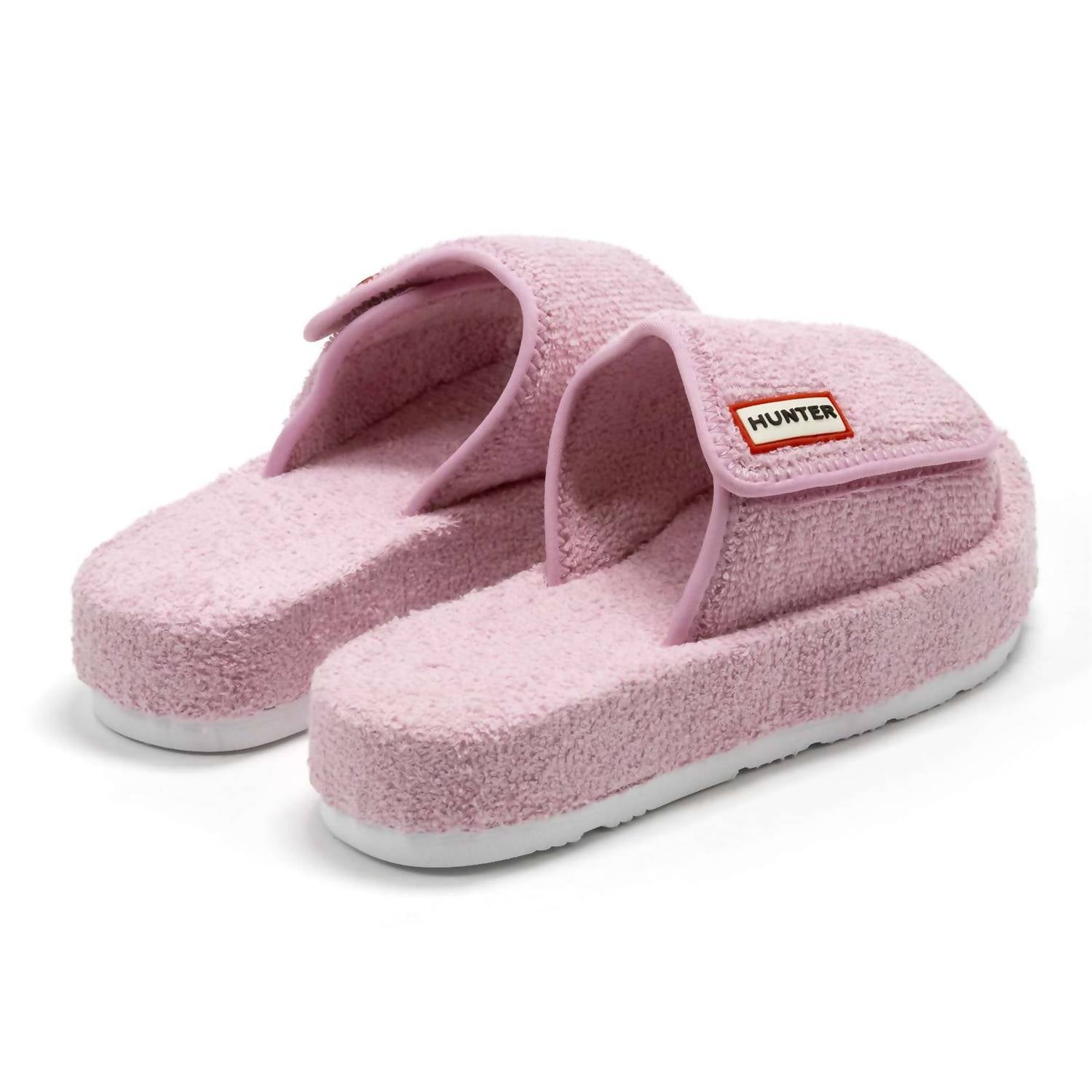 HUNTER Women's Original Terry Towelling Logo Slides in fox glove - women's shoe - alternate view