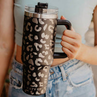 Katydid - Metallic Leopard 40 Oz Stainless Steel Tumbler Cup With Handle