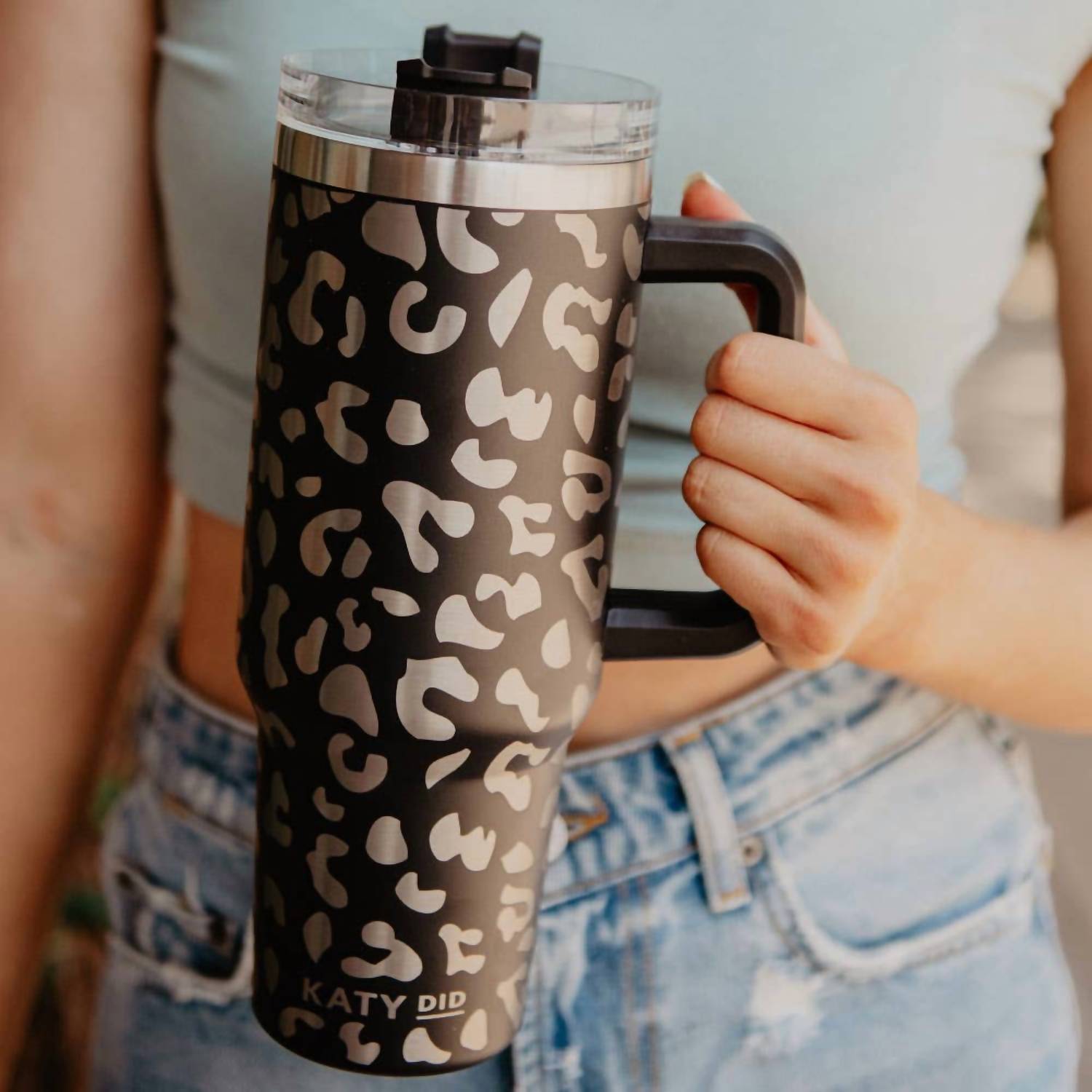 Katydid - Metallic Leopard 40 Oz Stainless Steel Tumbler Cup With Handle