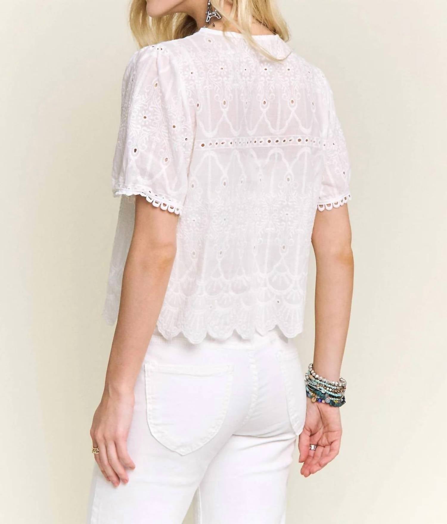 Kld - Erin Eyelet Embroidered Top