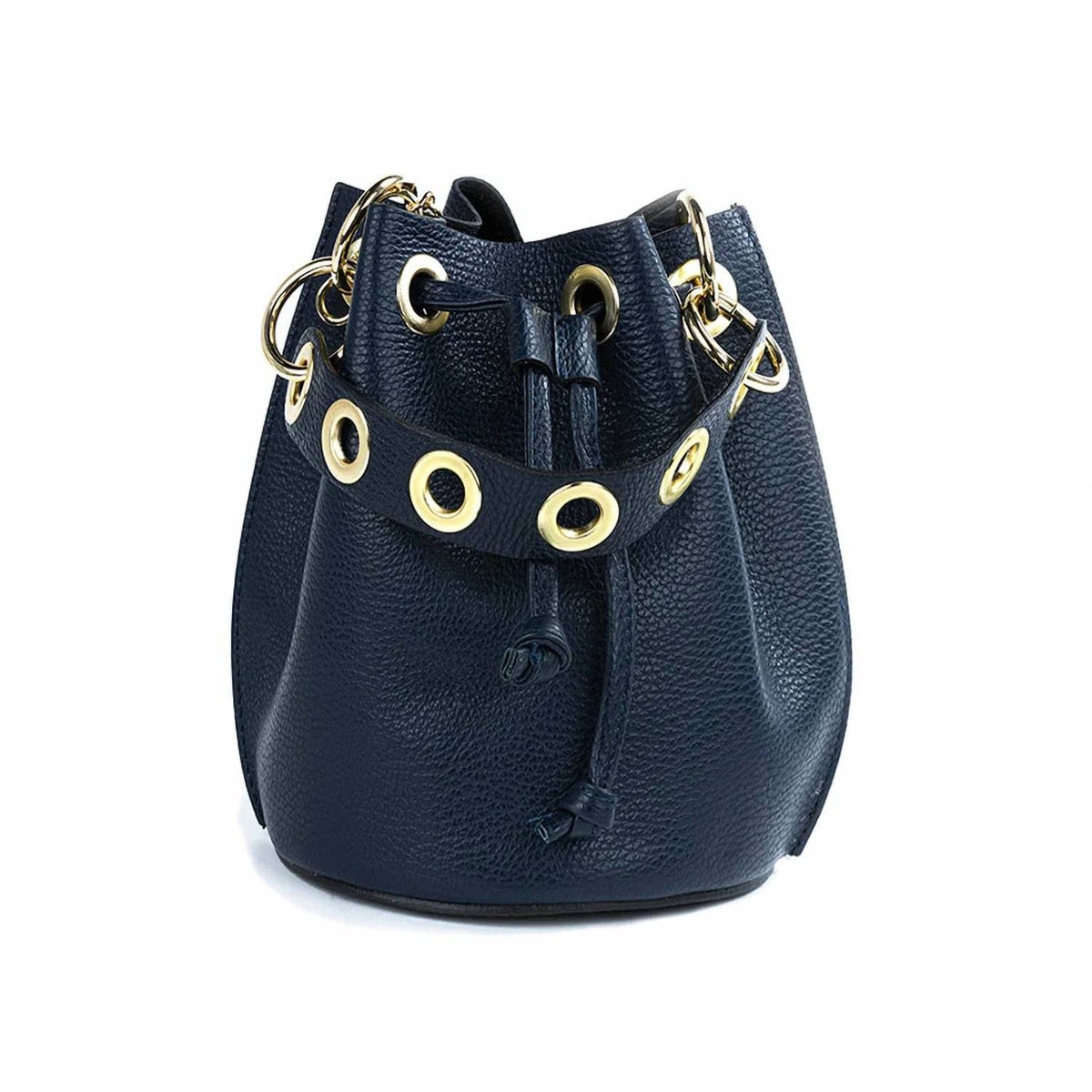German Fuentes - Women's Italian Leather With Grommets Large Bucket Bag