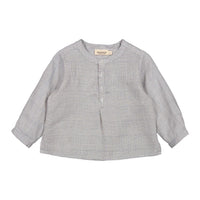 MarMar Copenhagen Totoro Linen Shirt in mini check - kids' long sleeve top - alternate view