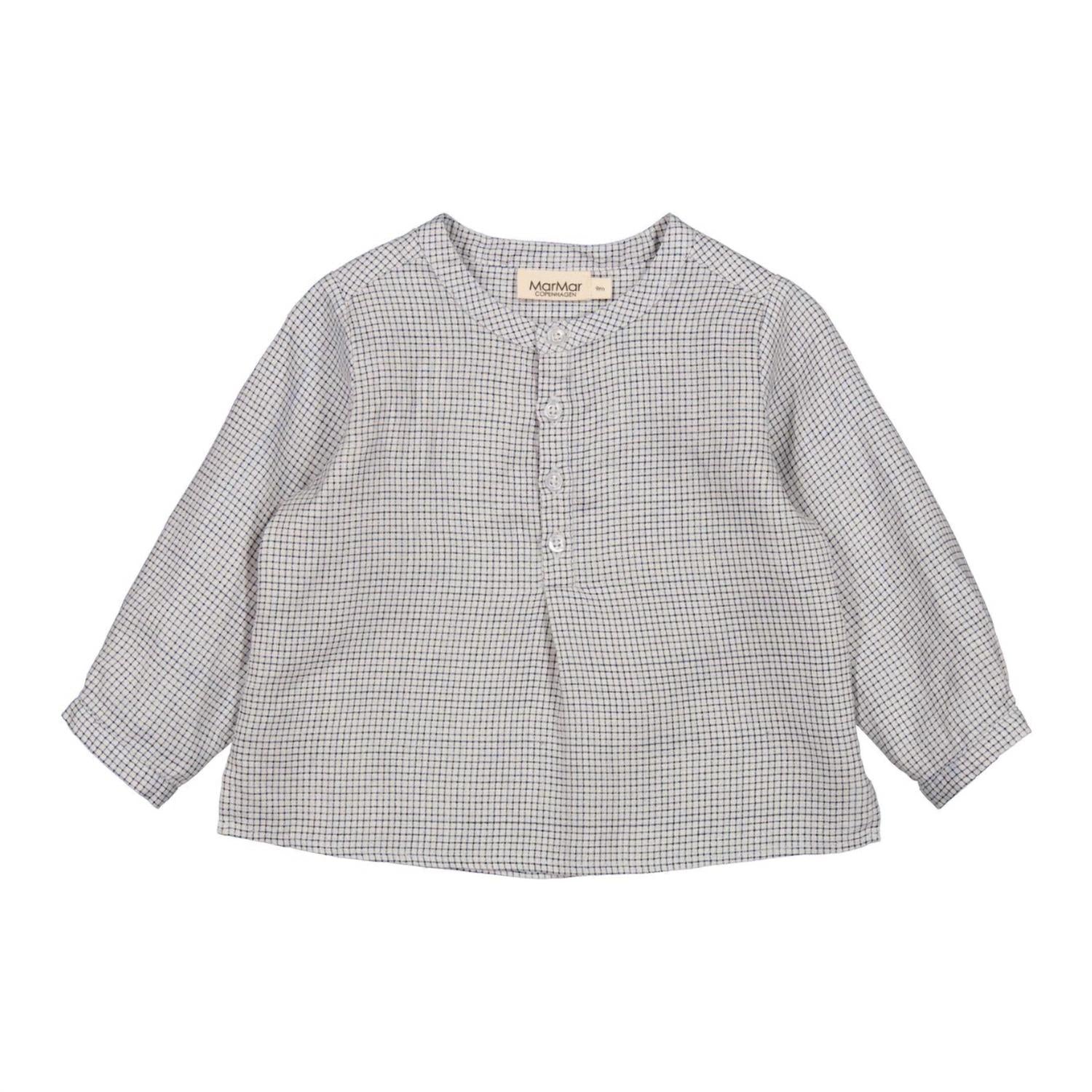 MarMar Copenhagen Totoro Linen Shirt in mini check - kids' long sleeve top - alternate view