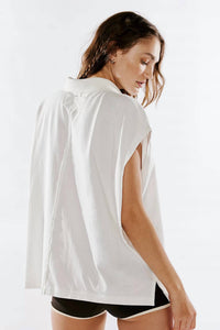 Free People Women's We The Free Keep On Polo Top in ivory - women's t-shirt - alternate view