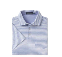 Southern Marsh Men's Nantucket Relaxed Stripe Polo Shirt in french blue - men's shirt - detail view