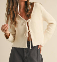 Miou Muse - Long Sleeve Tie Front Cardigan