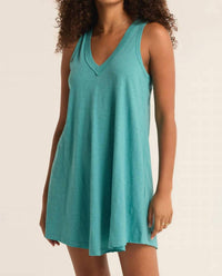 Z Supply Women's Maddox Mini Dress in cabana teal - women's dress