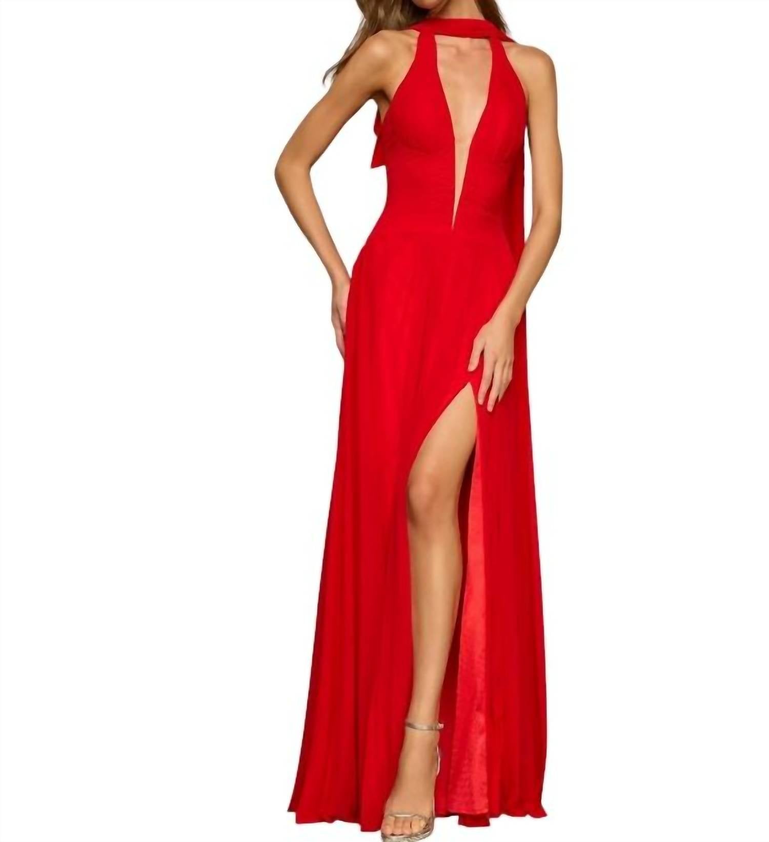 Sherri Hill - Plunging V-neck Mesh A-line Gown