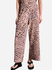 Joseph Ribkoff - Pleated Scuba Crepe Animal Print Pull On Wide Leg Pants