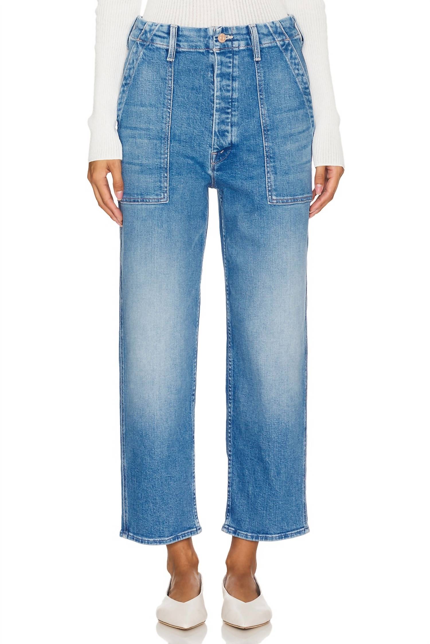 Mother The Patch Pocket Private Flood Jeans in flag me down - women's jeans