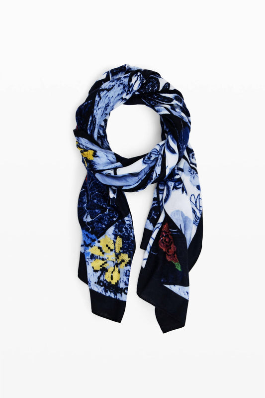 Desigual - FLORAL DENIM FOULARD SCARF