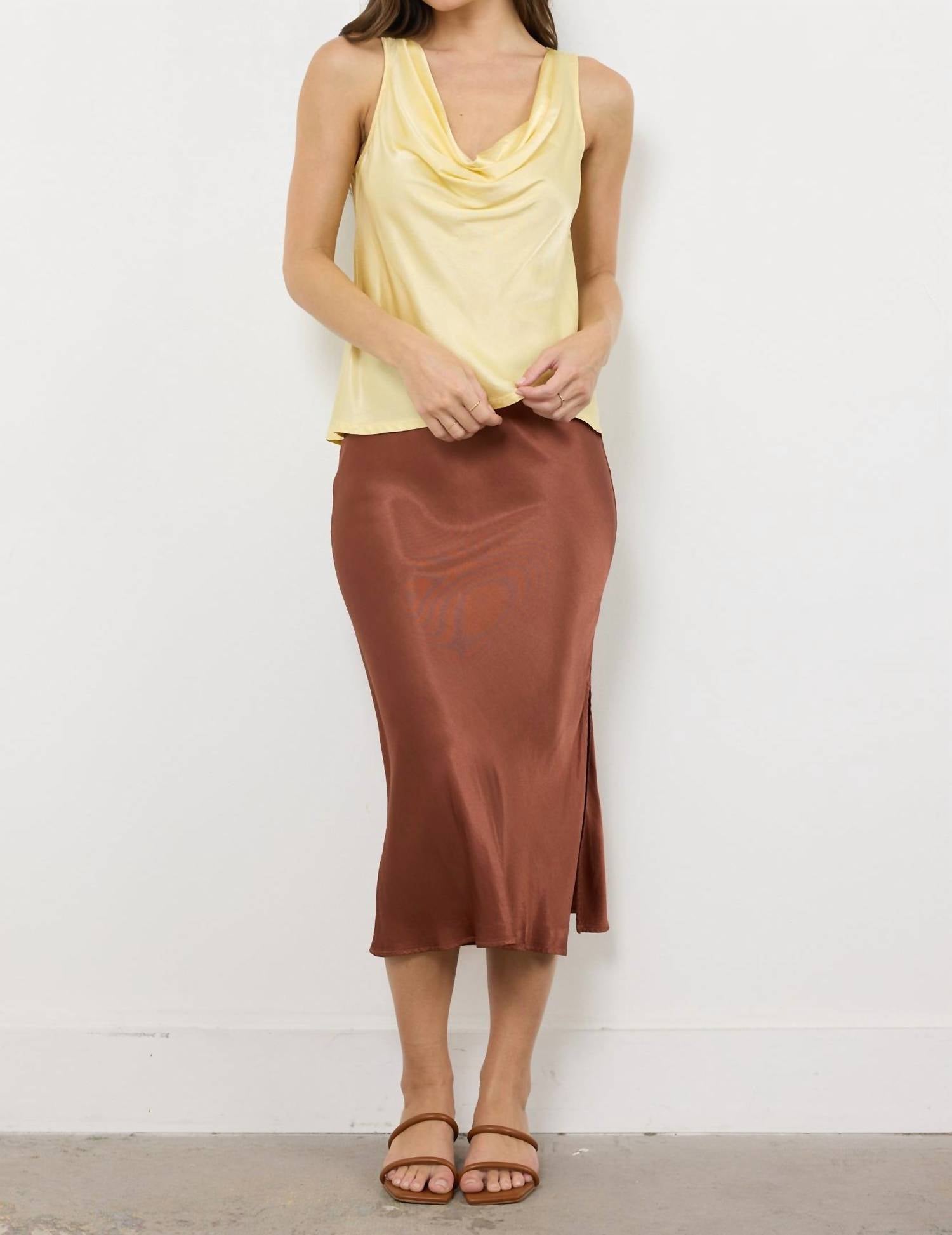 LAmade DORIT SILKY SLIP SKIRT in honey - women's skirt