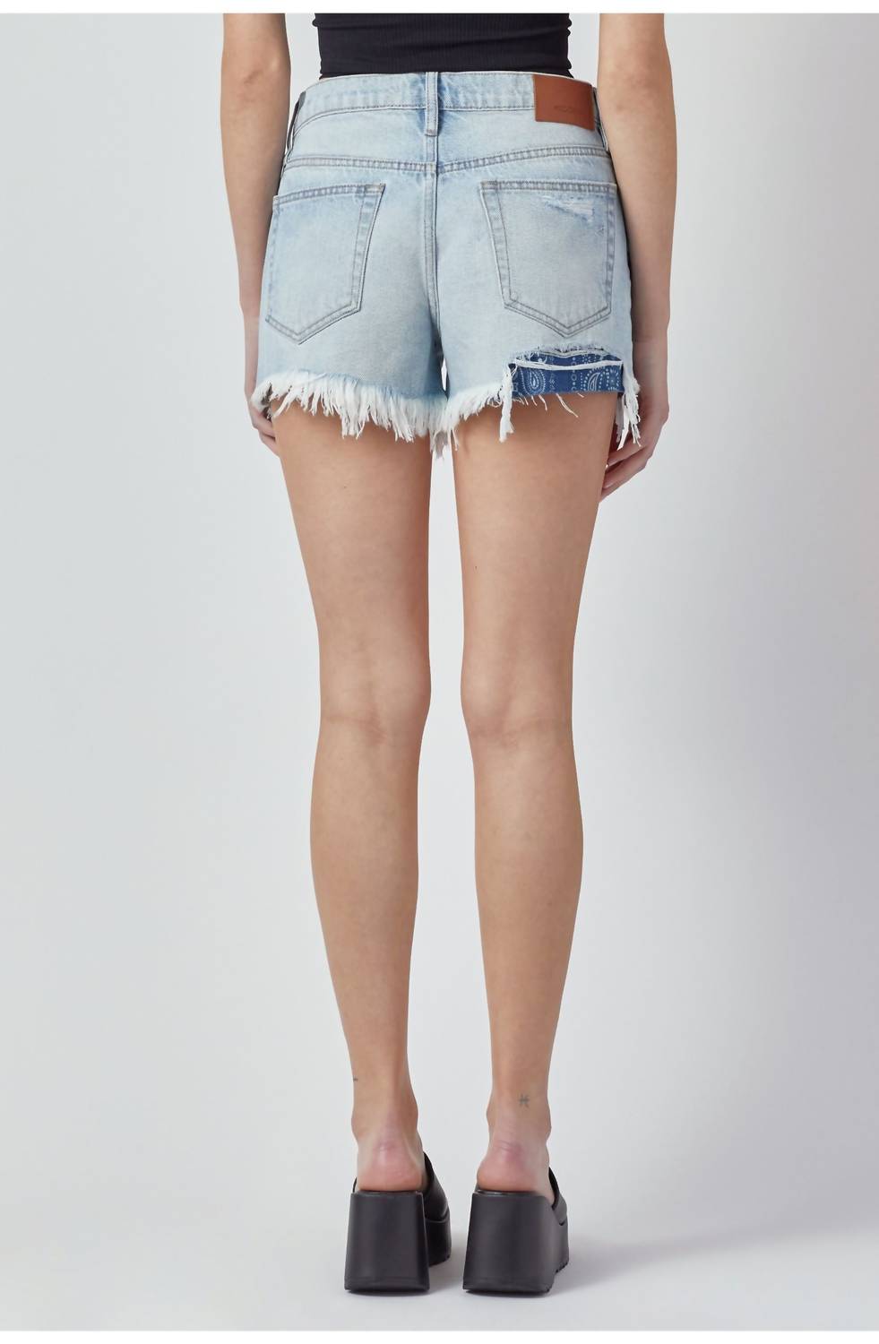 Kenzie Bandana Print Distressed Shorts