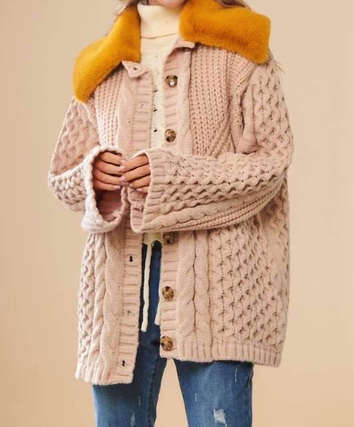 Davi & Dani - Jones Vintage Contrast Collar Cardigan