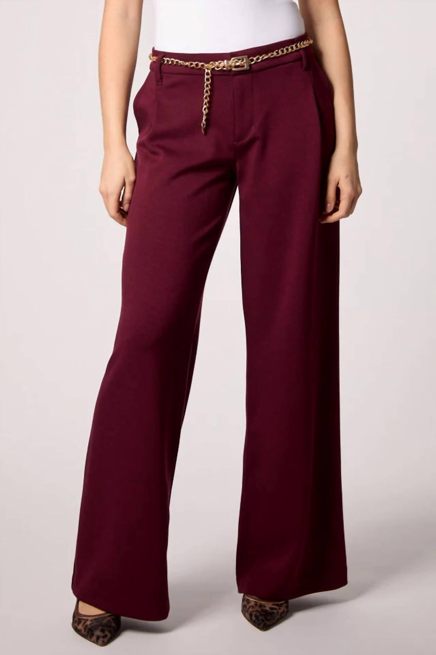 BLUE REVIVAL Taylor Trousers in burgundy - women's pants - detail view