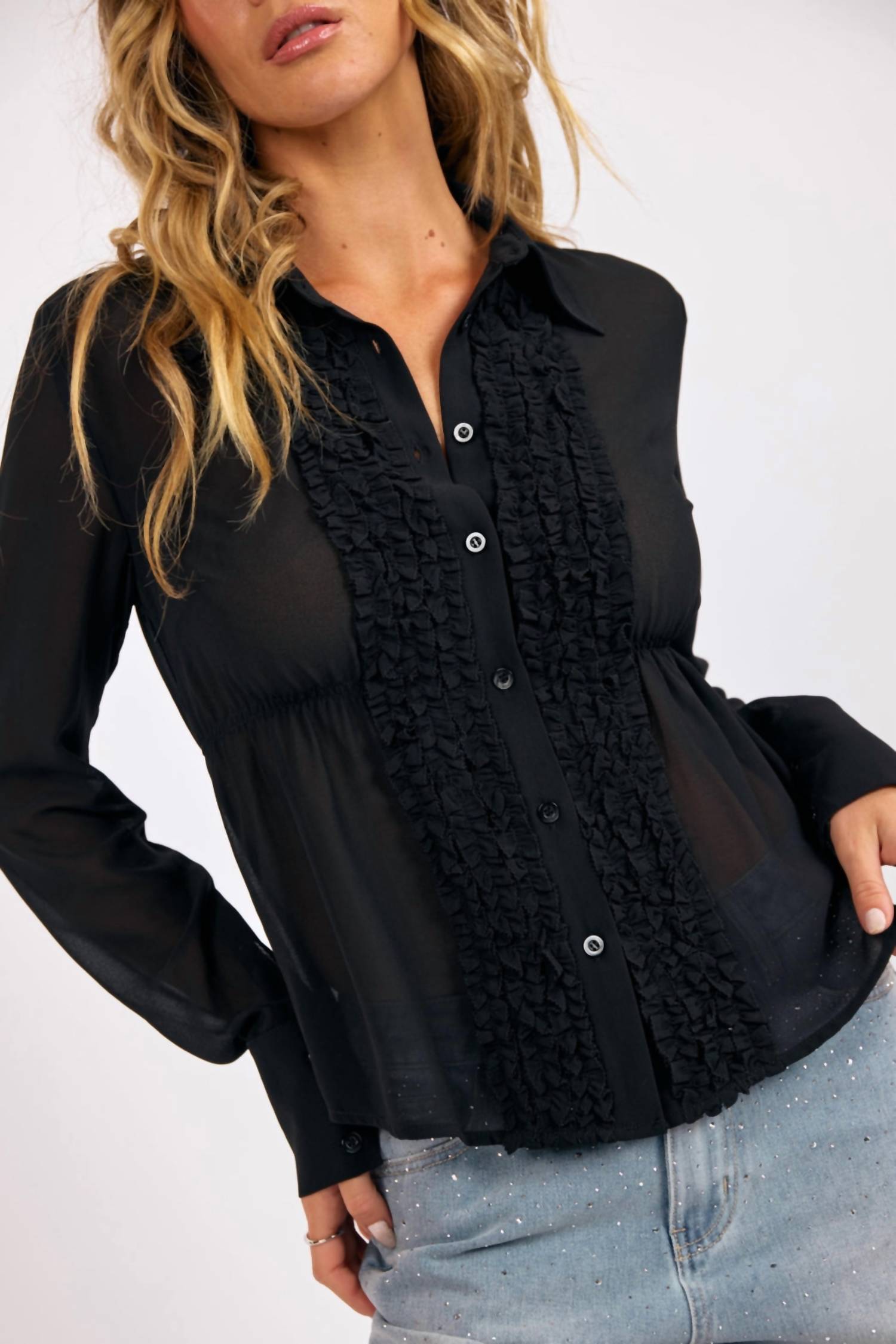 Sage The Label - Ruffle Tuxedo Blouse