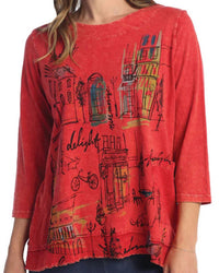 Jess & Jane - Cityscape Mineral Washed Cotton Pocket Top - Plus