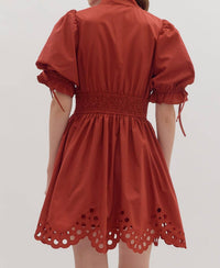 Entro - Eyelet Hemmed Zipped Mini Dress