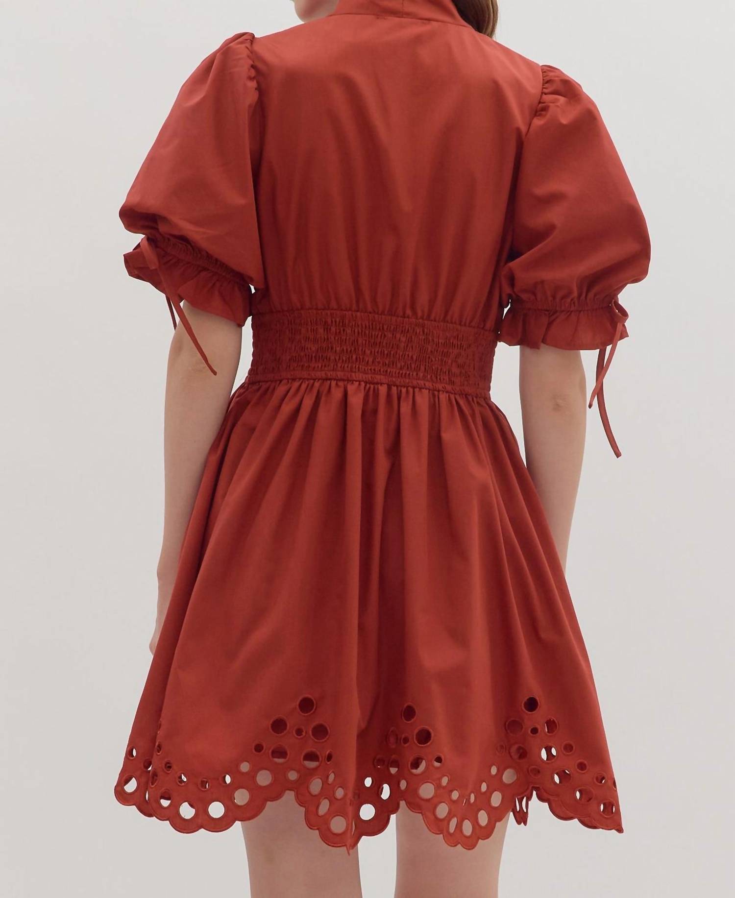 Entro - Eyelet Hemmed Zipped Mini Dress