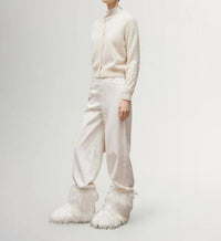 Meilleur Moment Brushed Cashmere Cardigan in ivory - women's cardigan - alternate view