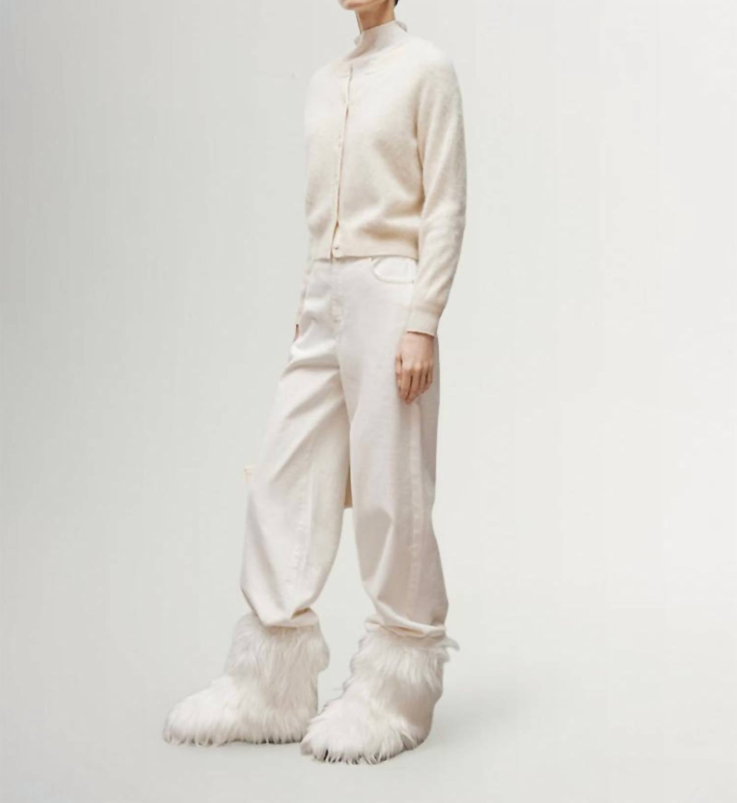 Meilleur Moment Brushed Cashmere Cardigan in ivory - women's cardigan - alternate view