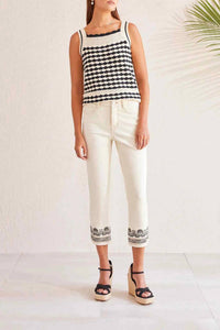 Tribal - Wendolyn Wide Strap Crochet Sweater Tank - Plus