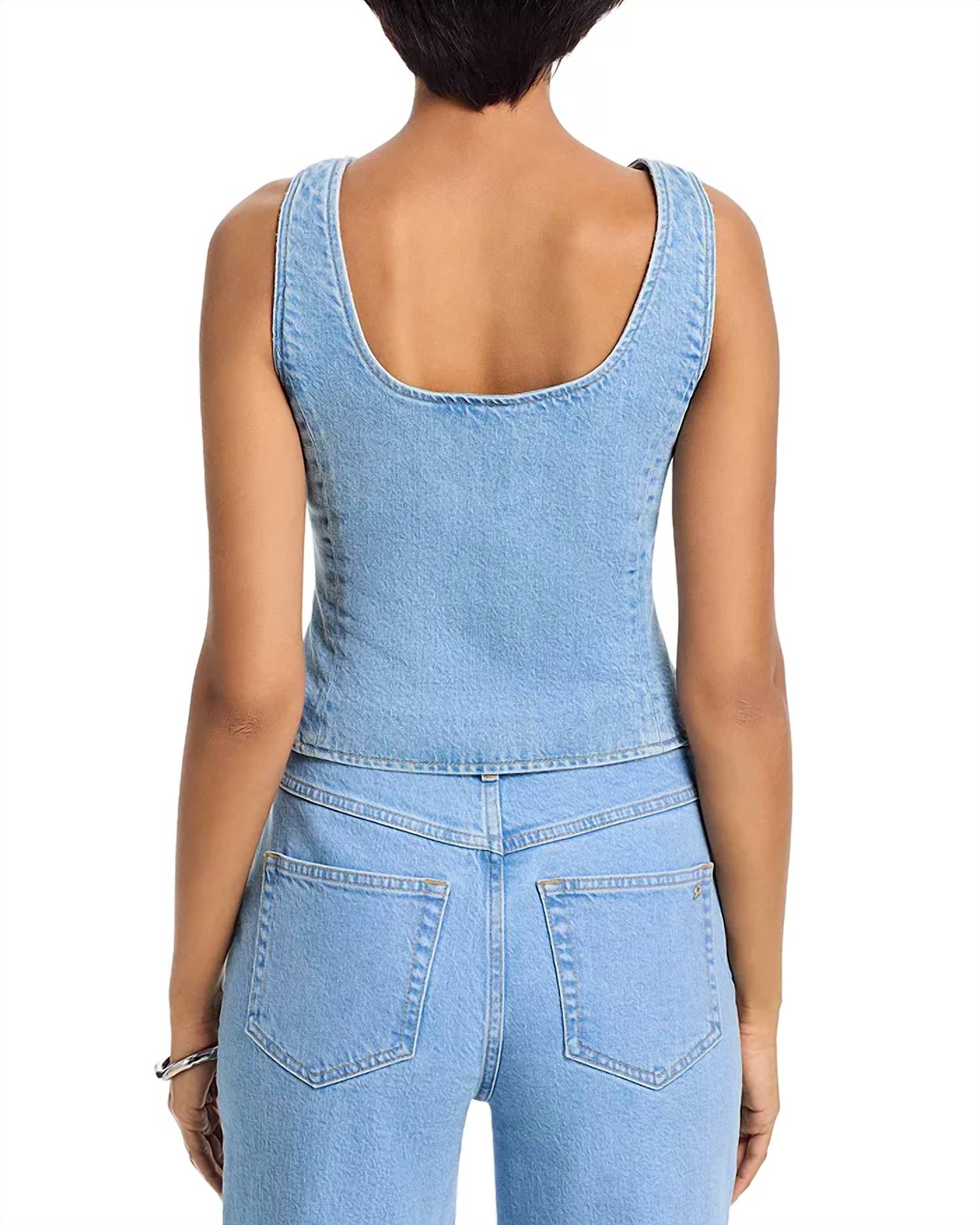 cinq a sept Zephyr Denim Rowena Top in blue - women's t-shirt - view 5
