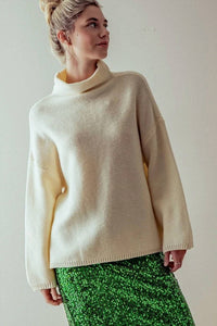 Trend:Notes - Texture Knit Bell Sleeve Turtle Neck Sweater