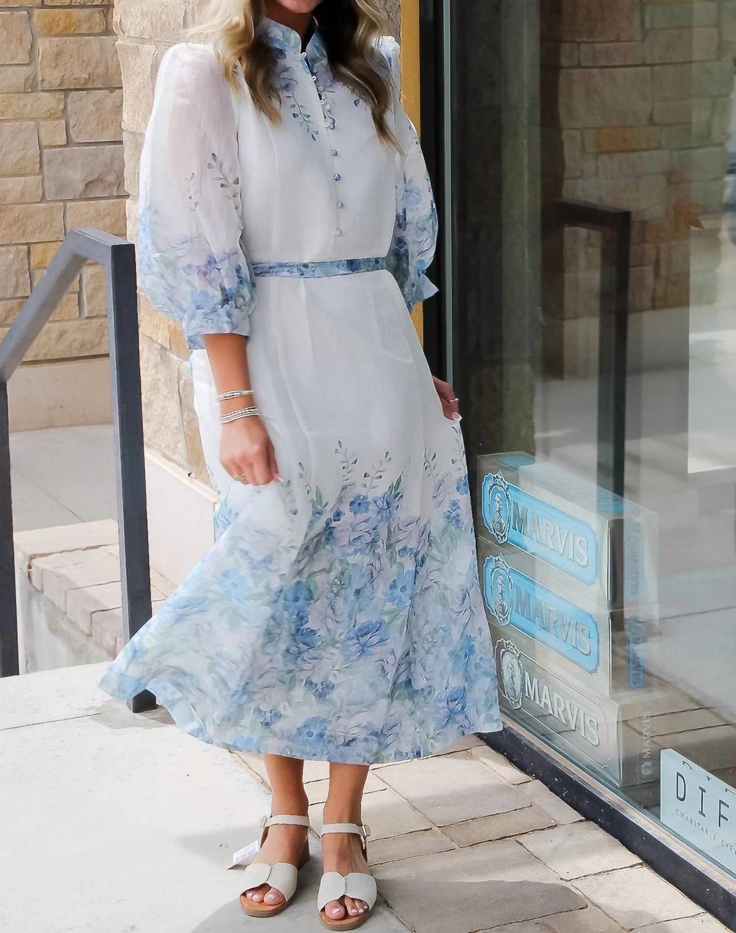 Jade - Wildflower Stand Collar Dress