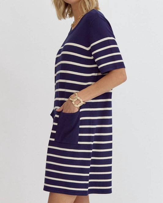 Entro - Stripe Short Sleeve Dress