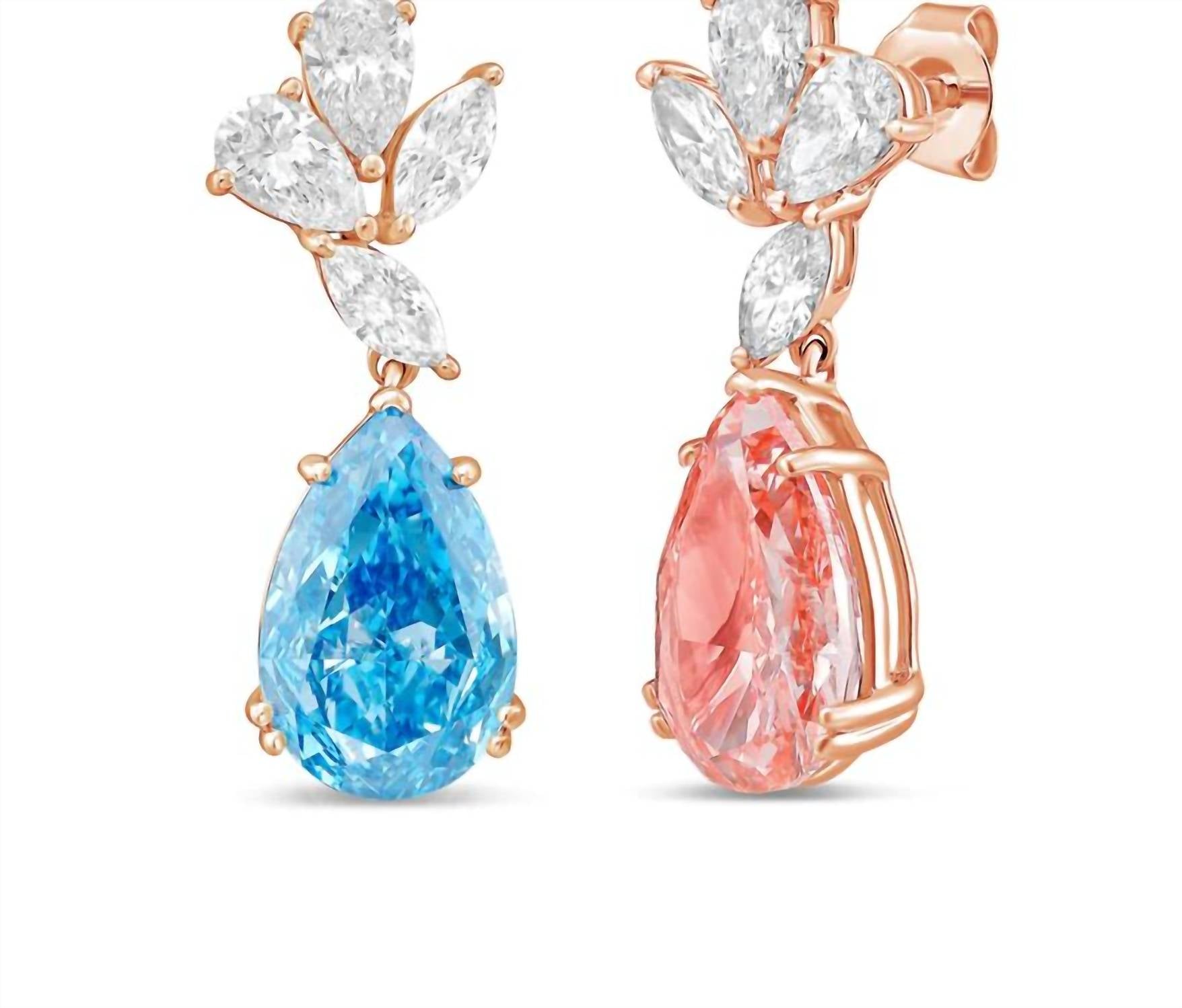 Diana M Jewels - Women's Pear Lab-Grown Diamond Stud Earrings (7.00 Ct TCW) - Elegant