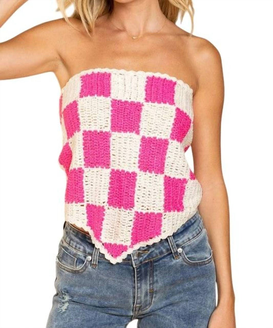 Pol - Checkered Sweater Top