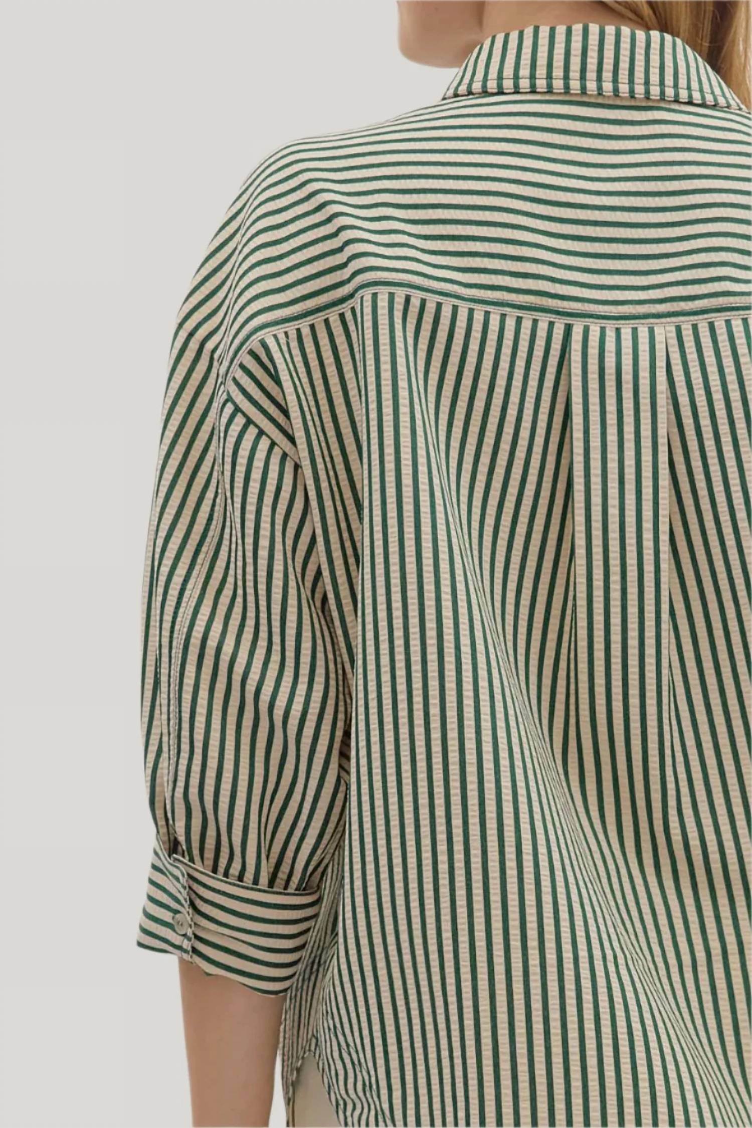 Entro - Juniper Lines Striped Button-up Top