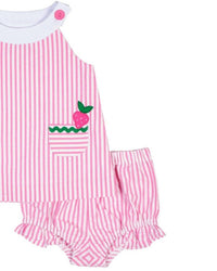 Florence Eiseman - Girls Strawberries Seersucker Dress With Bloomer