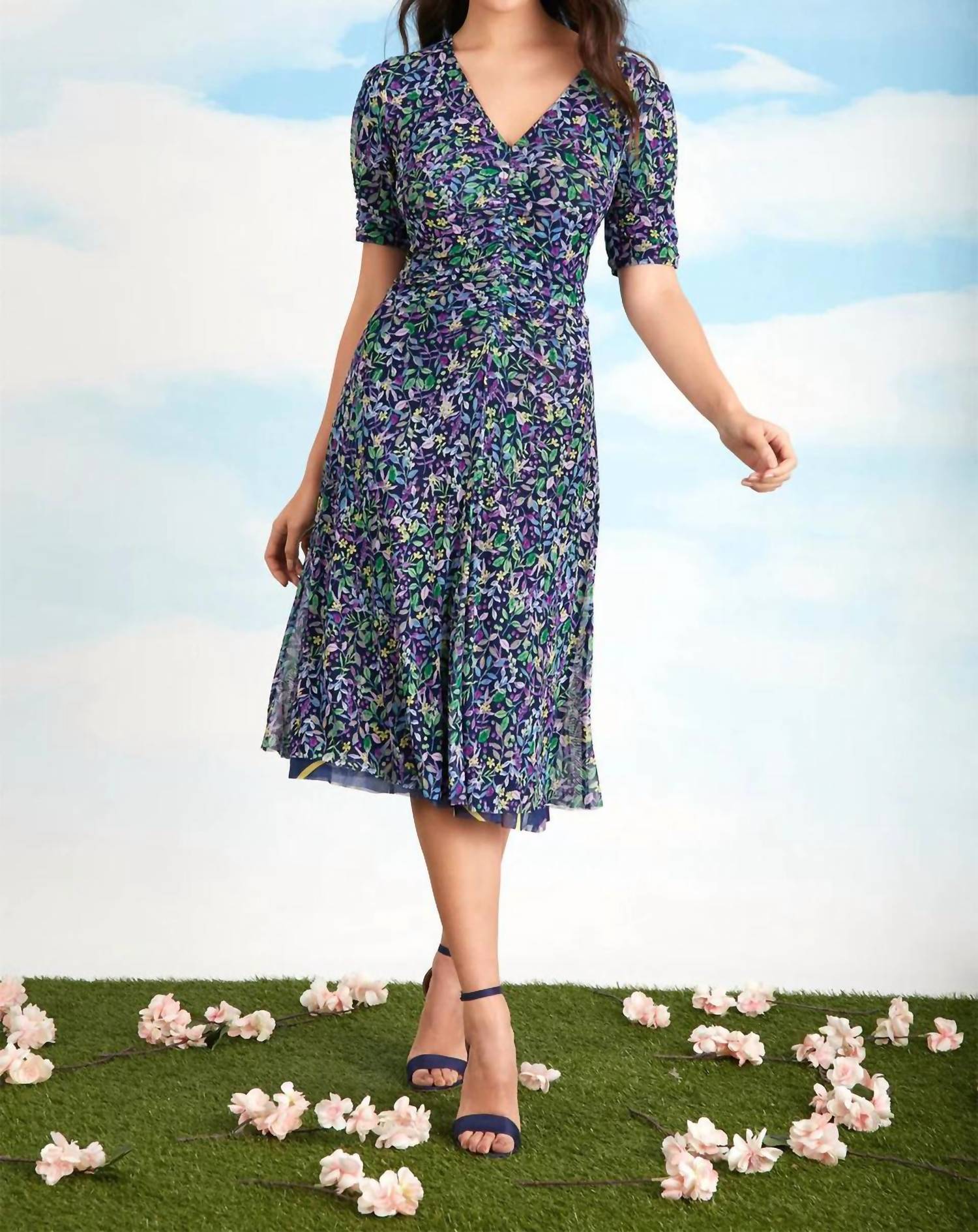 London Times - Zemira Mesh Reversible Midi Dress