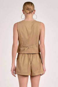 ELAN Elastic Waist Short in sand - women's shorts - alternate view
