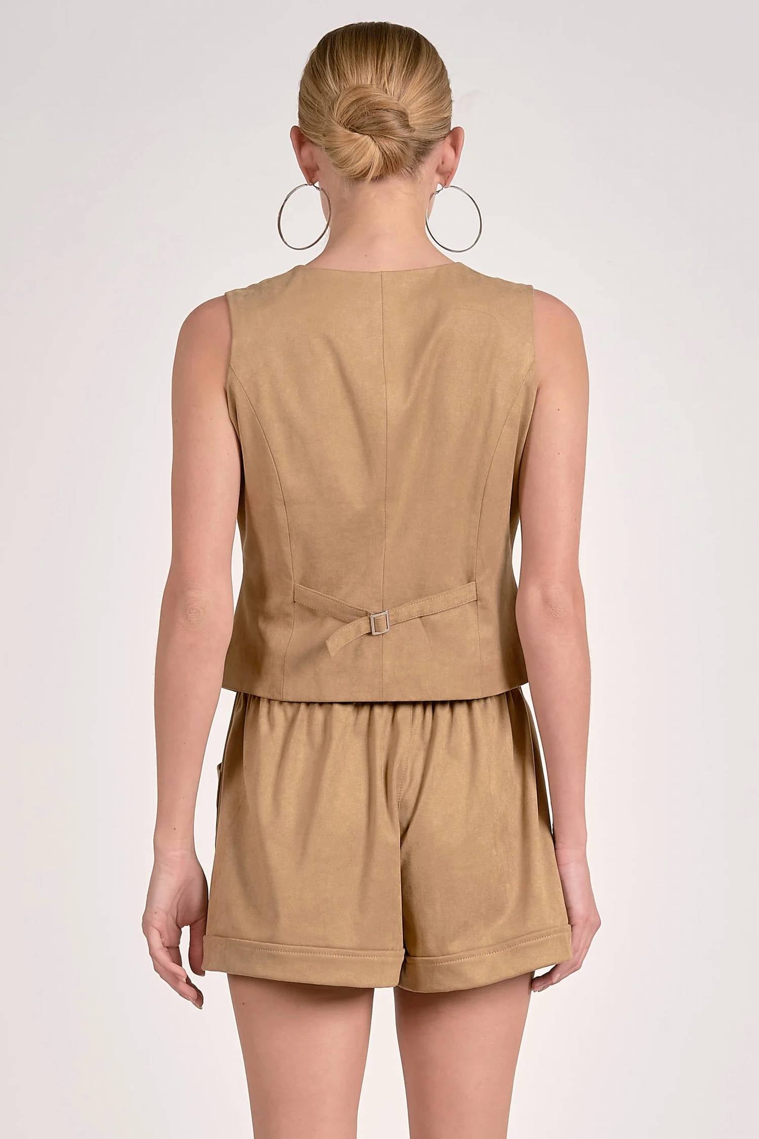 ELAN Elastic Waist Short in sand - women's shorts - alternate view