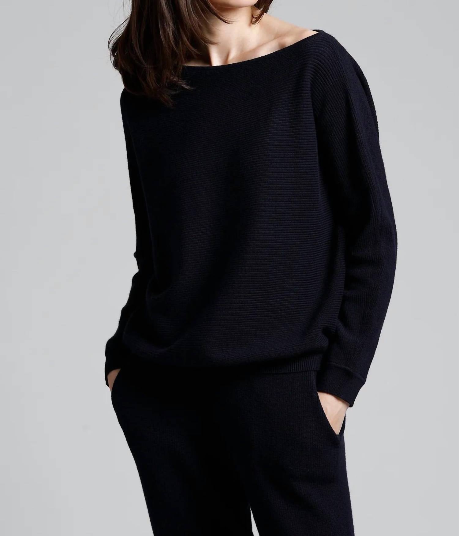 Minnie Rose - Cotton Cashmere Asymmetrical Shaker Sweater