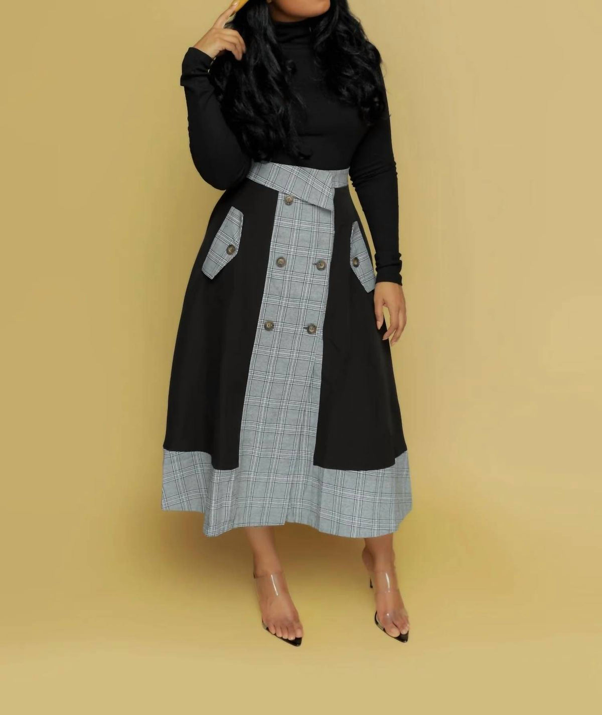 Eien - Plaid Midi Skirt
