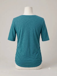 Elliott Lauren - Ruched Side Seams Elbow Sleeve Tee
