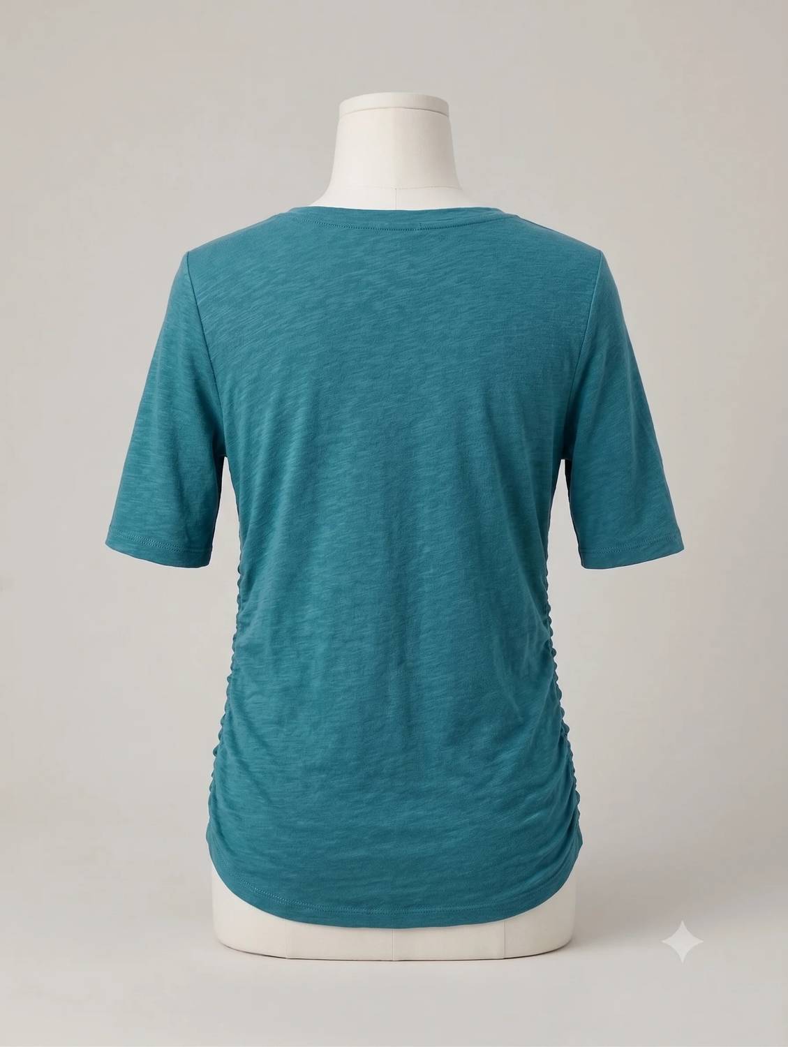 Elliott Lauren - Ruched Side Seams Elbow Sleeve Tee